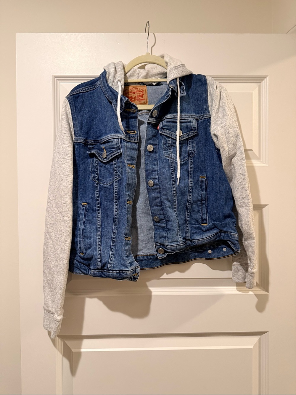 Levi’s Women’s Denim Hooded Jacket - Blue with Gray Sleeves